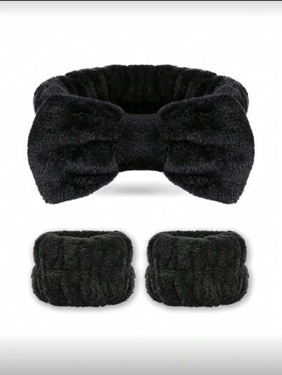 3pcs/Set Solid Color Bow Headbands, Elastic Hair Accessories For Washing Face, Multiple Colors Available
