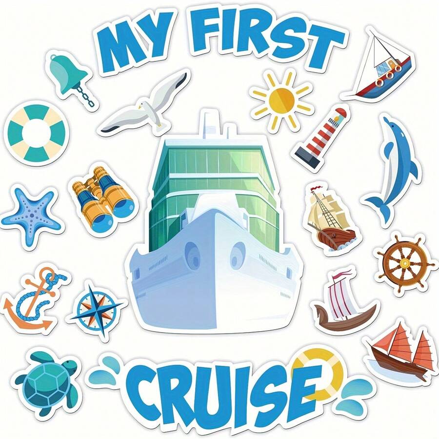 20pcs/Set First Cruise Ship Door Magnets, PVC Material, Funny Cruise Decor, Dishwasher Magnets, Carnival Cruise Essential, Scratch-Resistant And Reusable, Ideal For Cruise Ship Decoration - 20pcs Summer Cruise Style - View 1
