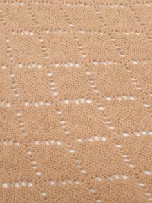 1 chiếc khăn choàng dệt kim ấm áp thời trang thu/đông dành cho nữ, khăn tam giác, khăn choàng thoáng khí họa tiết hình học rỗng dùng trong nhà - Lạc đà - Xem 5