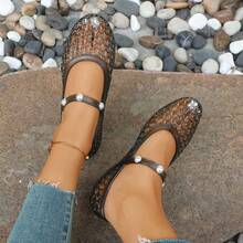 Women's Flat Sandals, Black Elegant Jelly Pearls Fashion Casual Beach Vacation, Spring/Summer - Black - View 6