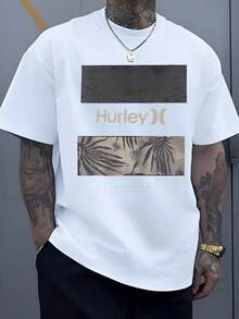 Tropical Vibes And Hurley Lettering Tshirt, Featuring A Palm Leaf And Floral Motif That Evokes A Relaxed Beach Vacation Getaway, Making It A Cool Addition To Your Casual Wardrobe 100% Cotton - 白色 - 查看 8
