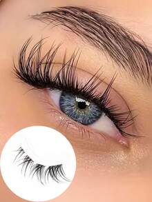 5 Pairs Fox Fur Eyelash Extension Set - Natural, Cat Eye, Fluffy Style, D Curl, 0.05mm Thickness, 6-13mm Length, Reusable, Transparent Base DIY False Eyelashes For Beginners - View 3