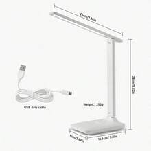 1pc LED Foldable Reading Lamp, USB Powered, 3 Brightness Levels, Eye-Caring Lamp For Student Dorm, Office, Bedroom, Studio Lighting, Suitable For Various Rooms, LED Night Light, Bedside Lamp - White - View 2