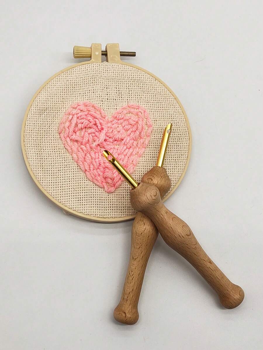 Punch Needle, Thick Bamboo Handle Punch Needle, Tufting Punch Needle, Gold Threader - Wooden Handle Stinger - View 1