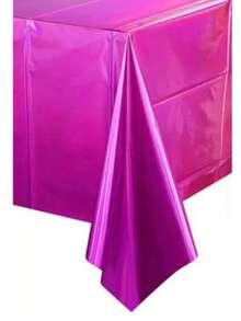 1片/2片装炫彩激光格纹一次性桌布，防水防油，适合生日派对 - 彩色 - 查看 11