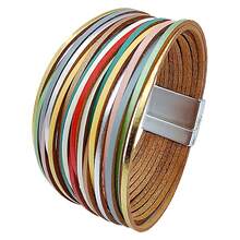 Un brazalete de estilo vintage multicolor hecho de aleación de zinc y cuero de PU, un brazalete de moda para mujer adecuado para el uso diario. (Brazalete, Brazalete de mujer, Accesorio de mujer) - color - Ver 3