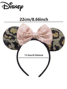 1pc Disney Series Leopard Print Headband, Women's Hair Hoop, Cute Bow, Mickey Mouse Polka Dot Ears, Amusement Park Hair Accessory, Cosplay, Party, Valentine's Day Gift - Multicolor - View 5