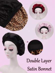 Nunify 丝绸缎面睡帽，双层缎面睡帽，可调节，女士睡眠帽，双面可用，适合卷发，护发帽，睡帽 - 彩色 - 查看 3