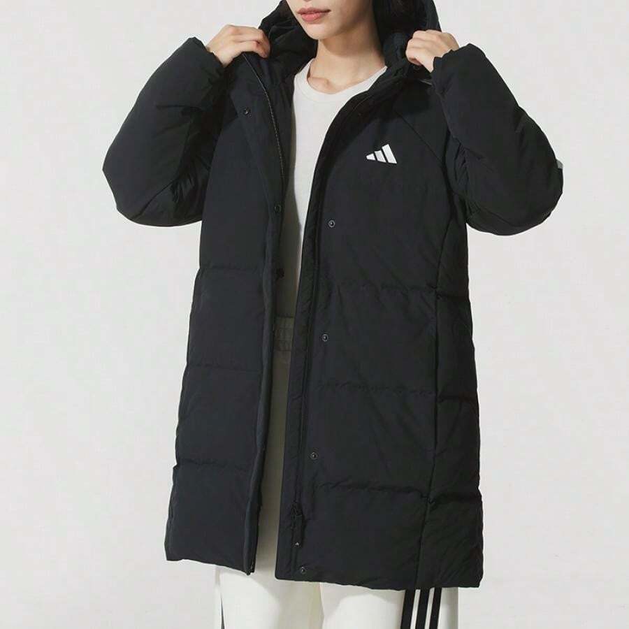 Adidas 80% Down Loose Long Casual & Running Jacket For Women, KC2486 - Black - View 1