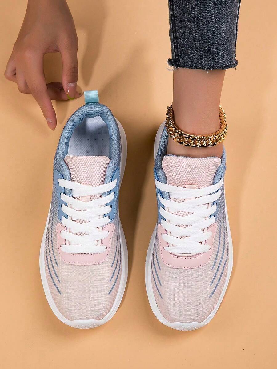 Ladies Sports Shoes Sneakers Women Jogging Female Casual Running Shoes Walking Gym Fitness Footwear Breathable Mesh Fashionable Lightweight Tennis Fitness Shoes Daily Wear All-Match - Pink - View 1