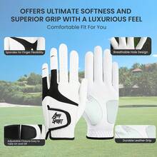 FINGER TEN 1pc Men's Golf Glove Left Hand, Premium PU Material, All-Weather Anti-Slip, Breathable & Comfortable, Men's Gift - Multicolor - View 4