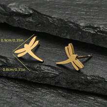 1 Pair Golden Earring In The Shape Of A Dragonfly, Suitable For Women To Wear Daily, During Holidays And Leisure Times. Gatherings, And As A Gift. - GED862 - View 4