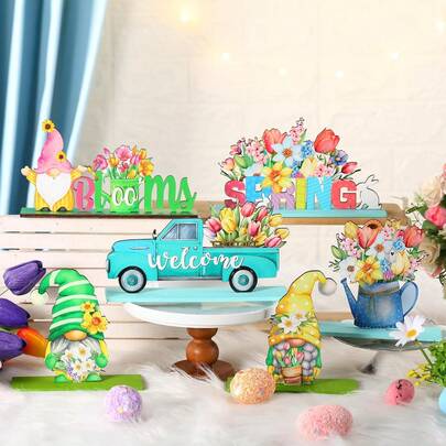 1 Set Of 6 "Blooms" Spring Themed Decorations - Fresh Floral Style, Suitable For Desktops/Spring Scenes, Spring Atmosphere Decor, Floral Enthusiasts And Cozy Home Owners