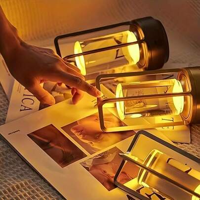 1pc Rechargeable Crystal Lamp, 2000mAh LED Retro Desk Lamp, Cordless LED Lamp, Outdoor Camping Atmosphere Night Light, Crystal Lamp, Crystal Lantern, Stall, Bar Decor Desk Lamp, Bedside Lamp, 3-Color Dimmable Touch, Suitable For Indoor/Outdoor, LED Portable Desk Lamp, Applicable For: Home Decor, Room Decor, Living Room Decor, Camping, Dining Out, Party, Party Decor