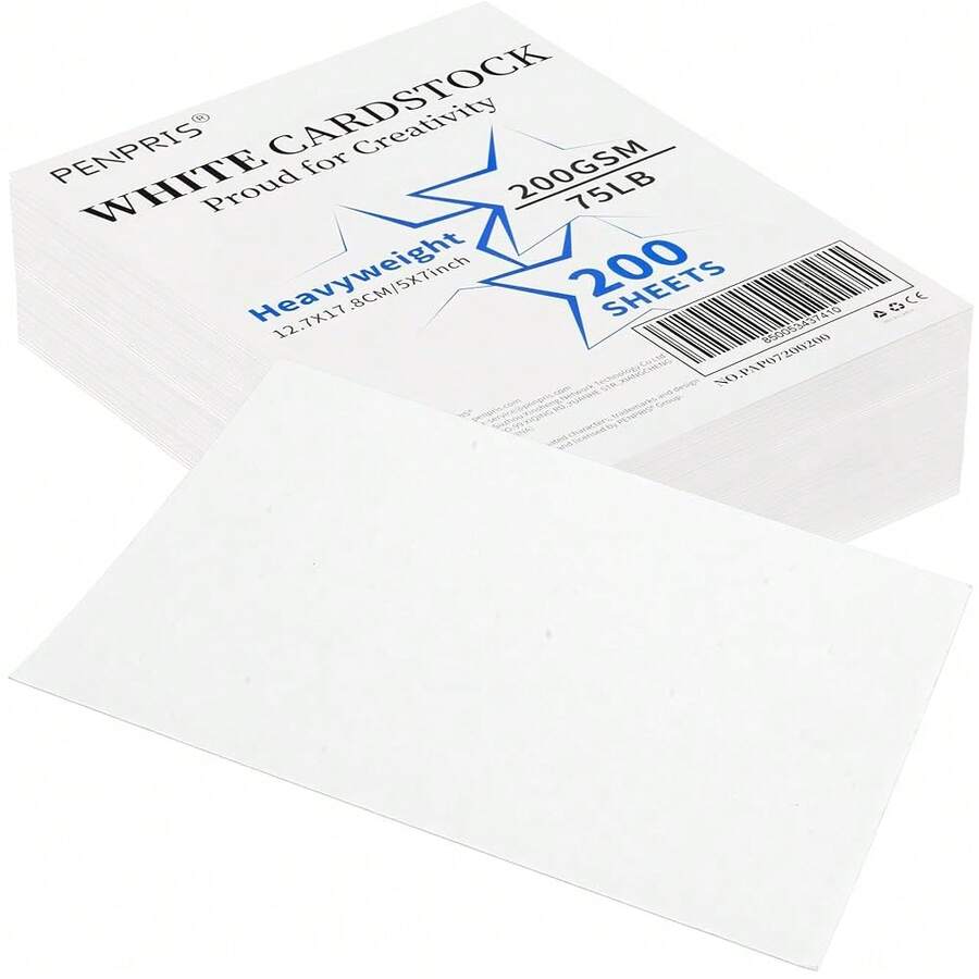 Sheets White Cards Blank - 5''x7'' White Card Stock 200gsm/75lb Thick Paper Cardstock, Heavy CardStock Blank For Wedding Invitations, Index Cards, Greeting, Note -PAP07200200 - Trắng [75lb/200gsm] - Xem 1