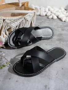 Dép xỏ ngón thời trang nữ, dép lê thoải mái thường ngày, thích hợp cho ở nhà, ngoài trời, kỳ nghỉ, bãi biển. - màu đen - Xem 5