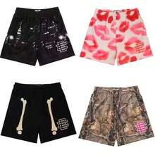 New Summer  EE Basic Mesh Short Classic Floral Printed Gym Shorts 2025 Men's Gym Basketball Sports Beach Shorts Men - 黑方子 - 查看 3