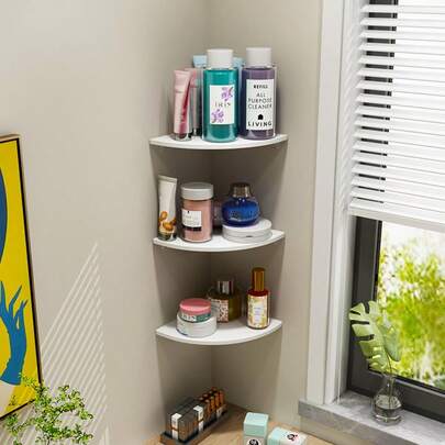 3pcs Corner Wall Mount Rack, Wooden Floating Corner Shelf, Wall Mounted Storage Display Rack, Suitable For TV Accessories, Monitor, Speaker, Set-Top Box, Game Console (19cm, White)