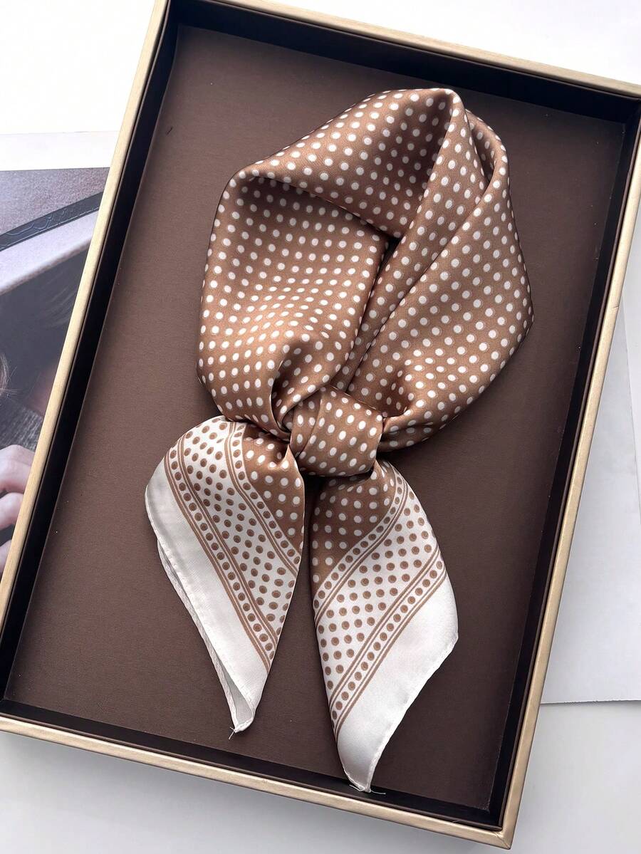 1pc Women's Solid Color Scarf, Square Headband/Neckerchief 70x70cm,Holiday,Travel Essential - Khaki - View 1
