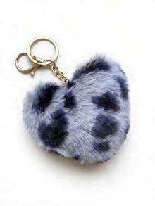 1pc Plush Heart Shaped Keychain, Colorful Leopard Print - Fashionable & Fun Bag Accessory - Small Gift! Valentine's Day Gift, Suitable For Backpacks, Bags, Cars, Cute Goth Y2K Bag Charm, Creative Gift For Teachers, Friends, Sisters - Beige - View 10