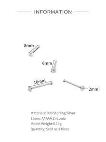 1 Đôi khuyên mũi bạc 925 đính đá Cubic Zirconia cổ điển (6-10mm), bạc không gây dị ứng, phù hợp cho nữ giới đeo hàng ngày, hẹn hò, du lịch, đám cưới, tiệc tùng, quà tặng ngày lễ. - Bạc - Xem 8