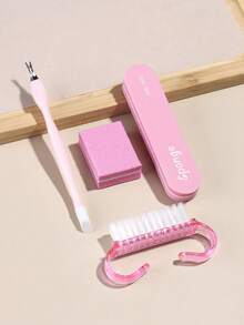 4-Piece Nail Art Kit, Disposable Nail Cleaning Tool Set, Cuticle Pusher, Nail File, Nail Polisher, Press-Type Nail Preparation Kit, Nail Polisher, Nail Polishing Beginner Kit, Suitable For Nail Salons And Home Use. - Multicolor - View 8