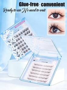 36/60/48/30/72pcs Self-Adhesive False Eyelash Clusters, Mixed Fluffiness And Length Set, No Glue Needed, Fluffy Individual False Eyelashes, Self-Adhesive DIY Eyelash Extension, Pre-Glued Lash Clusters, Natural Lengthening C-Curl Lash Clusters, No Glue Or Makeup Remover Needed, False Eyelashes, Lash Clusters, Individual False Lashes, Eyelashes, False Eyelashes - C - View 2