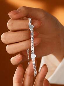 1 chiếc vòng tay hình trái tim lãng mạn, thích hợp làm quà tặng cho bạn bè và bạn gái, đeo hàng ngày và lễ hội cho phụ nữ - vàng vàng - Xem 15