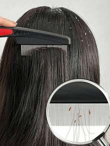 1 Pc Anti-Dandruff Super Dense Tooth Fine Tooth Comb, Scalp Cleaner, Lice And Nit Removal Tool, Hair Clips, Hair Accessories - Multicolor - View 4