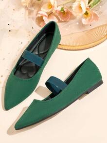 Flatjoy 2026 Elegant Summer Women's Flat Pointed-Toe Ballet Shoes, Green, Suitable For Casual Or Work Occasions, Slip-On Design, Soft Leather Sole, British Style - Green - View 1