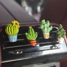 Artificial Succulent Cactus Car Air Vent Fragrance Clip, Car Interior Aromatherapy Diffuser - Cactus With Scented Tea - View 7