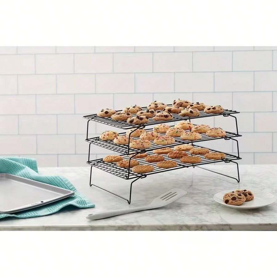 1/3 Tier Cooling Rack, Suitable For Cookies, Cakes Etc. - Can Cool Batches Of Cookies, Cake Layers Or Finger Foods, Black