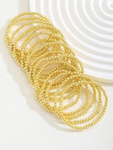 3pcs/5pcs/6pcs/7pcs/8pcs/10pcs/12pcs/15pcs/Set Smooth Shiny Gold Bead Bracelet Set, Suitable For Boys And Girls, Minimalist Jewelry, Perfect For Classroom, Cafe - Gold - View 9