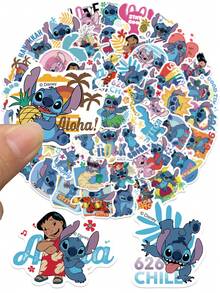 Disney 迪士尼| 50张迪士尼星际宝贝可爱卡通美学乙烯基贴纸，适用于行李箱、手机、笔记本电脑、水瓶、日记本和剪贴簿，可爱卡通办公用品装饰DIY工艺品派对装饰剪贴簿用品 - 1 Set - 查看 4