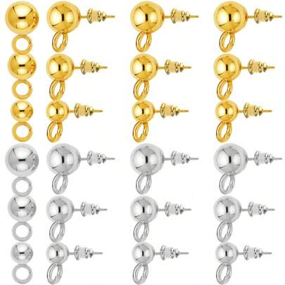KMEOSCH 20pcs/Set (10 Pairs Earrings + 10 Pairs Earring Backs) Beaded Earrings With Pendants, Hoop Earrings, Ball Stud Earrings, Safety Earring Backs, DIY Jewelry Making Supplies