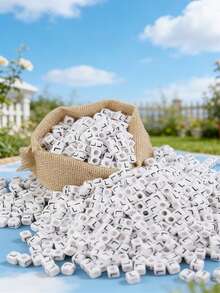 100/1000 件/包白色背景黑色字母珠，6 毫米亚克力方形英文字母珠，DIY 珠宝制作用品，装饰配件 | 溢出珠子 | 用于珠宝制作的耐用珠子材料 - 白色 - 查看 21