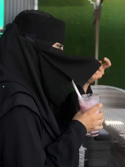 1pc Women's Muslim Double-Layer Binding Face Mask, Comfortable Soft UV Protection Multipurpose Veil, Suitable For Daily Matching With Abaya, Fashion Minimalist Lightweight Breathable, Suitable For All Seasons