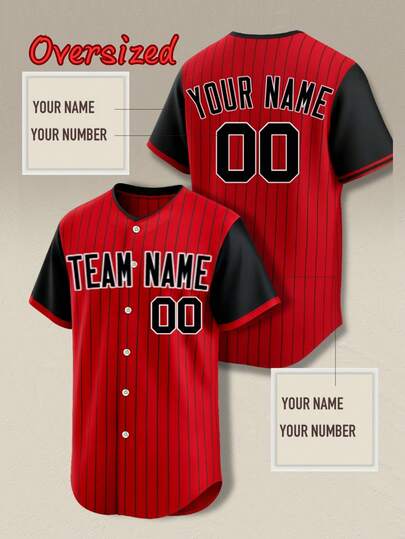 Customizable Men's Black And Red Patchwork Baseball Jacket, Plus Size. Design Your Dream Team Uniform, Perfect For Sports Fans, Athletes, And Parties.