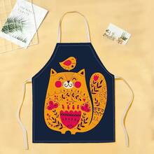 1pc Floral & Cat Pattern Apron, Creative Funny Fashionable Printed Apron, Home Cleaning Apron, Easy Clean Kitchen Cooking Apron, Creative Home Apron - Multicolor - View 20