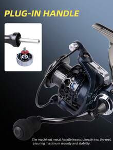 新款金属纺车轮，最大拖拽力12公斤，瞬时防反转，齿轮比5.2:1，适用于淡水和海水垂钓，1000-7000系列 - 彩色 - 查看 8