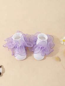 4 Pairs Girls' Sweet Cute Solid Ruffle Trim White Ankle Socks, Suitable For Girls' Daily Life And Outdoor Activities - Multicolor - View 5