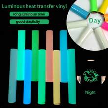 CHEONET- Glow-In-The-Dark Heat Transfer Vinyl, 30x50cm/11.8x19.7 Inches, PU Elastic Iron-On Vinyl For T-Shirts, Easy To Cut And - U - View 9