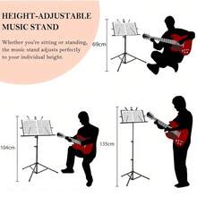 1pc Adjustable Height Portable Folding Metal Music Sheet Stand, With Storage Bag, Suitable For Storage Or Travel, Ideal As Musical Instrument Accessory Gift, Multiple Colors Available - Multicolor - View 7