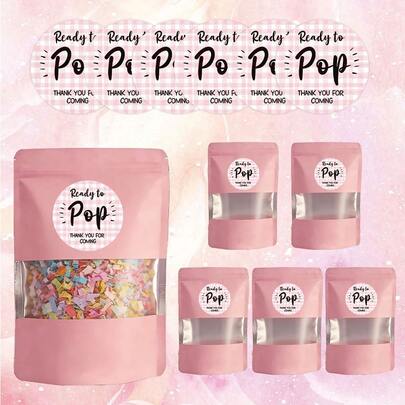 可重复密封的竖款拉链袋，带可填充小袋，附赠感谢贴纸/蓝色和粉色塑料袋，预贴感谢贴纸，适用于生日、婚礼、婴儿派对回礼/可填充小袋
