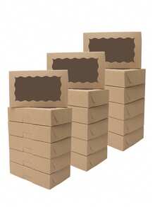 5pcs/10pcs/15pcs Wavy Window Cake Boxes, Donut Boxes, Large Cookie Boxes, Pastry Candy Boxes For Cakes, Pastries, Chocolates, Cookies, Party, Birthday, Easter, Holiday Gifts, Tart Packaging - View 7