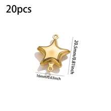 20 Pcs 18K Gold Plated Stainless Steel Pendants, Hollow Double‑Hole Retro Vacation Style Charms (Heart, Star, Shell, Etc.) For DIY Jewelry, Bracelets, Necklaces And Waist Chains Making - Pendant - View 16