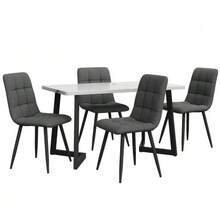 Rectangular Dining Table And Chairs Set Of 117 Cm With 4 Chairs, Modern Style, Dark Grey Linen Chairs, Black Table Legs. - Dark Grey - View 4