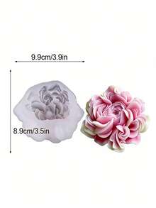 Handmade 3D Buttercup Ranunculus Shape Silicone Mold Austin Rose Flower Blossom Aromatherapy Candle Soap Gypsum Mold DIY Home Fragrance Stone Crystal Epoxy Resin Drip Glue Mold Floral Design Gifts Plaster Crafts Durable Decor Mold - White Silicone Mold - View 2