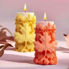 Leaf Imprint Candle Mold, Cylinder Candle Soap Mold For DIY Candle Making - C01 - View 5