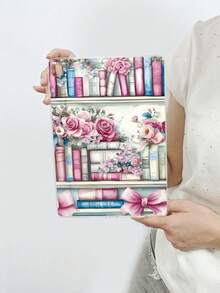 1个粉色书架玫瑰印花透明防震保护套，可爱粉色蝴蝶结设计，适合爱书人士、少女心爱好者，生日、周年纪念、返校、毕业礼物及日常使用。 - 無色 - 查看 19